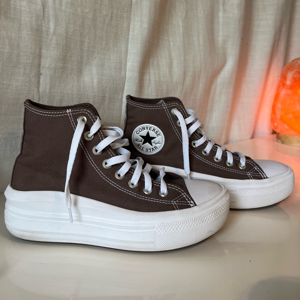 Converse High Top Sneakers Brown and White - Picture 2 of 7